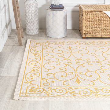 Charleston Vintage Filigree Textured Weave Indoor/outdoor Area Rug